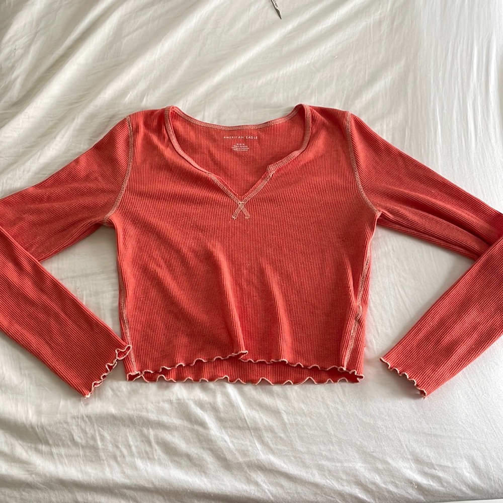 Orange/pink cropped long sleeve